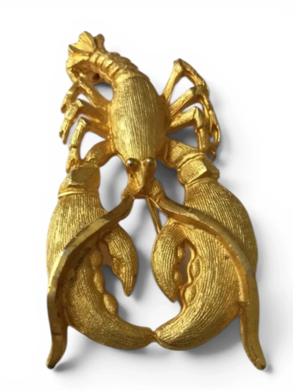 Vintage 1960s-70s Brushed Gold‑Tone Lobster Brooch